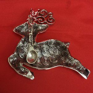 VTG Mud Pie Holiday Magic Reindeer Pewter Dip Salsa Tray & Spoon